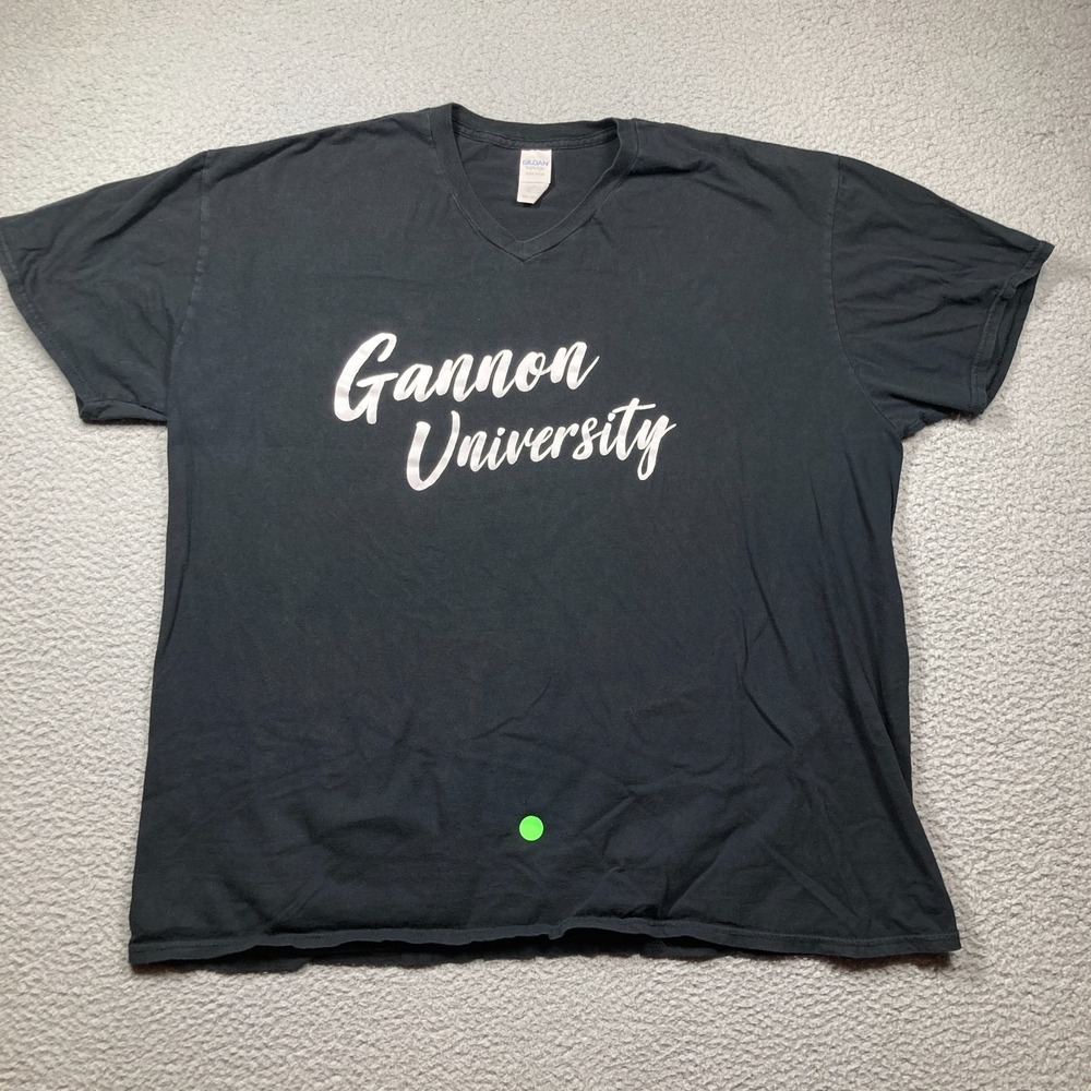 Gannon University T Shirt Women's 2XL Black Short Sleeve‎ V Neck Holes on Front